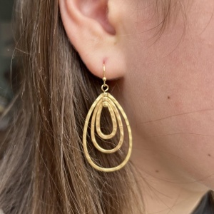Triple Teardrop Earrings - Gold